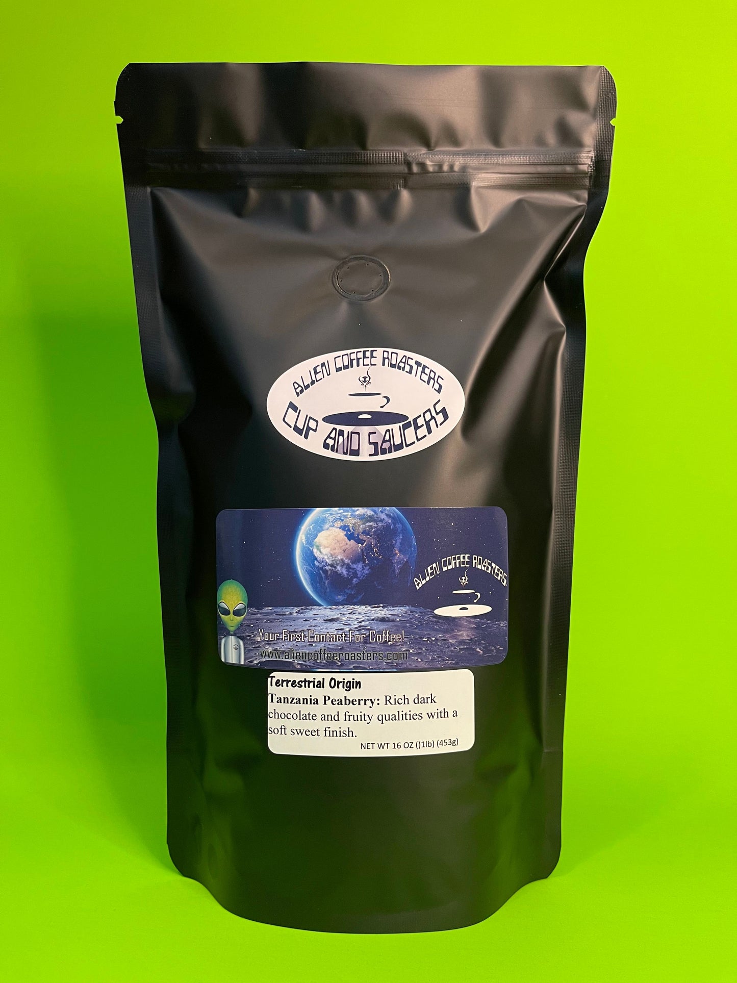 Delicious Tanzania Peaberry coffee beans available in light, medium, or dark roast profiles.